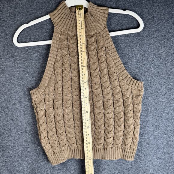 IRIS Cowl Turtleneck Top With Textured Knit Pattern Stretch Brown Large - Picture 4 of 10